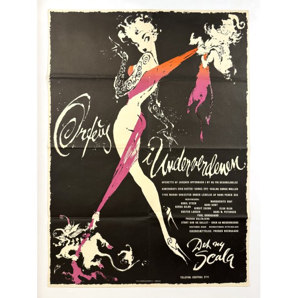 Original Vintage Plakat - Orfeus i Underverdenen - Det Ny Scala - Otto Nielsen 1955