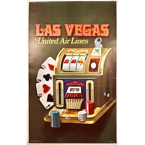 Original Vintage Plakat - United Airlines - Las Vegas - Stan Galli 1971