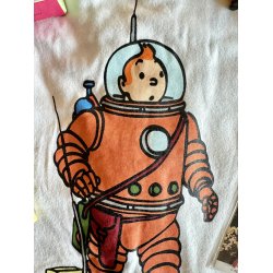 Tintin Vintage Pakke - T-shirt, Spillekort, Raket vedhng og 3 figurer