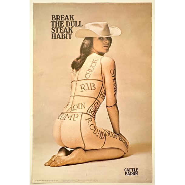 Original Plakat - Break The Dull Steak Habit, Cattle Baron