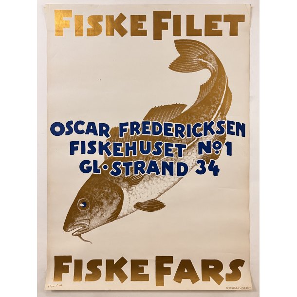 udføre pude Es Original Plakat - Oscar Frederiksen Fiskehuset No1 - Mad & Drikke -  FilmPlakaten.Com