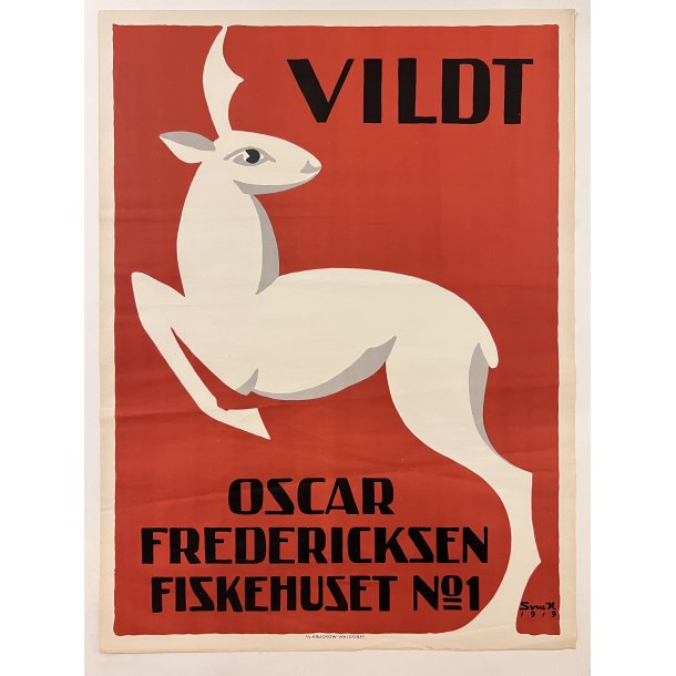 Originale Plakat - Vildt, Oscar Fredericksen Fiskehsuset No1