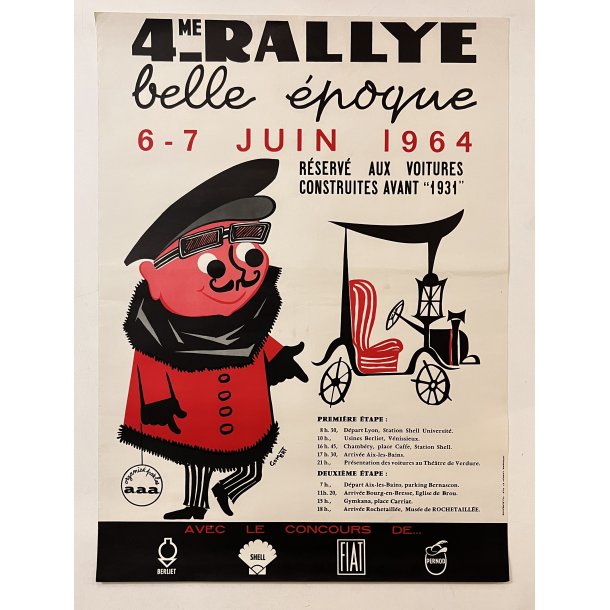 Original Plakat - Rallye Belle poque 1964 