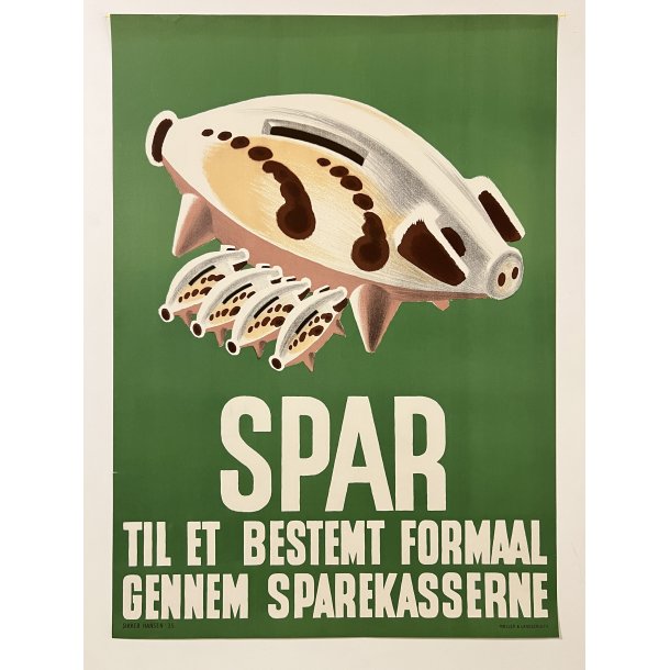 Original Sikker Hansen Plakat - Sparekassen 1935