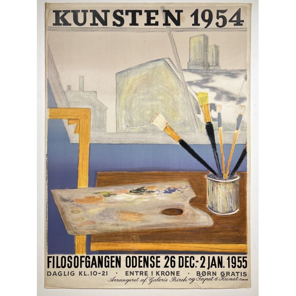 Original Folmer Bendtsen Plakat - Kunsten 1954, Filosofgangen Odense