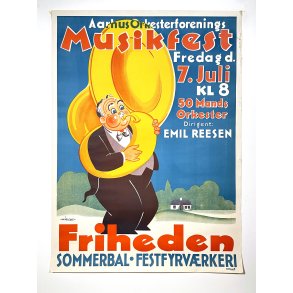 Original Vintage Plakat - Aarhus Orkesterforenings Musikfest i Friheden - Hakon Mielche