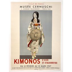 Original Vintage Plakat - Muse Cernuschi, Kimonos, Paris 1957