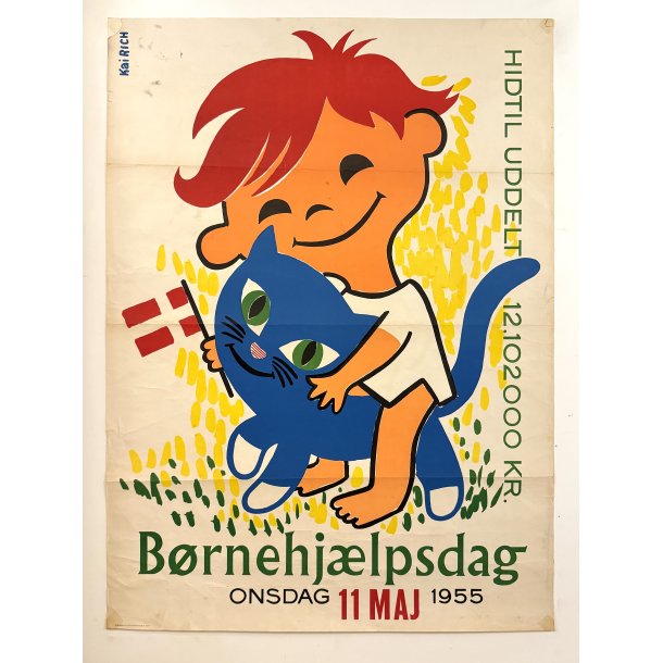 Original Vintage Plakat - Børnehjælpsdag 1955, Kai Rich