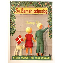 Original Vintage Plakat - 50. Brnehjlpsdag 13. maj 53