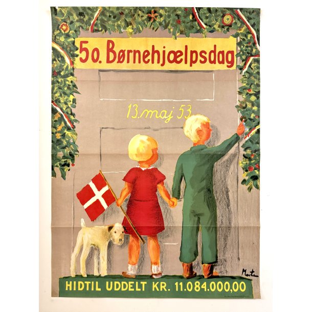 Original Vintage Plakat - 50. Brnehjlpsdag 13. maj 53