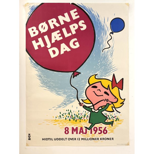 Original Vintage Plakat - Børnehjælpsdag 1956, Kai Rich