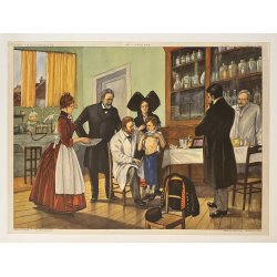 Original Vintage Plakat - Fransk Dobbeltsidet Skoleplanche "Pasteur" Og "Congo", 1940 