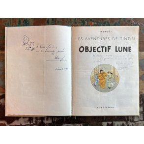 Original Herg Tegning og Signatur Med Dedikation