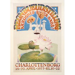 Original Vintage Plakat - Regnbueudstilling, Krlighed Eller Kaos, Charlottenborg 1977
