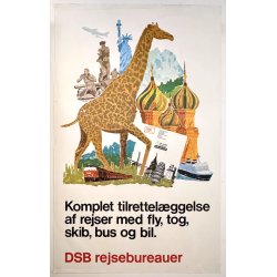 Original Vintage Plakat - DSB Rejsebureauer