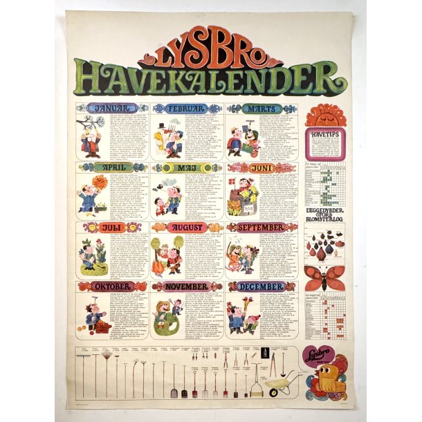 Original Vintage Plakat - Lysbro Havekalender 1970