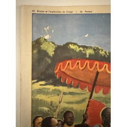 Original Vintage Plakat - Fransk Dobbeltsidet Skoleplanche "Pasteur" Og "Congo", 1940 