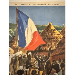 Original Vintage Plakat - Fransk Dobbeltsidet Skoleplanche "Pasteur" Og "Congo", 1940 