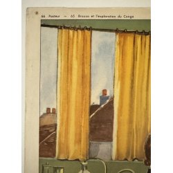 Original Vintage Plakat - Fransk Dobbeltsidet Skoleplanche "Pasteur" Og "Congo", 1940 