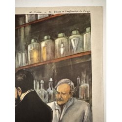 Original Vintage Plakat - Fransk Dobbeltsidet Skoleplanche "Pasteur" Og "Congo", 1940 