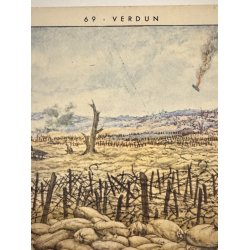 Original Vintage Plakat - Fransk Dobbeltsidet Skoleplanche Fra Slaget Ved Verdun, 1940