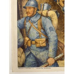 Original Vintage Plakat - Fransk Dobbeltsidet Skoleplanche Fra Slaget Ved Verdun, 1940