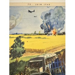 Original Vintage Plakat - Fransk Dobbeltsidet Skoleplanche Fra Slaget Ved Verdun, 1940