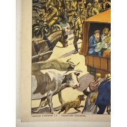 Original Vintage Plakat - Fransk Dobbeltsidet Skoleplanche Fra Slaget Ved Verdun, 1940