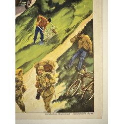Original Vintage Plakat - Fransk Dobbeltsidet Skoleplanche Fra Slaget Ved Verdun, 1940