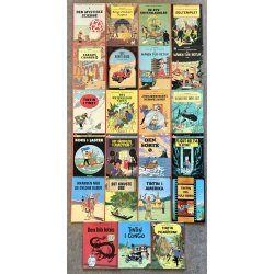 Tintin Album - Samling 23 stk, Gammel Oversttelse Af Jrgen Sonnergaard