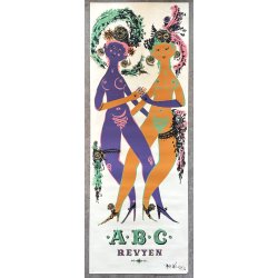 Original Vintage Plakat - A.B.C. Revyen, Bjrn Wiinblad 1956
