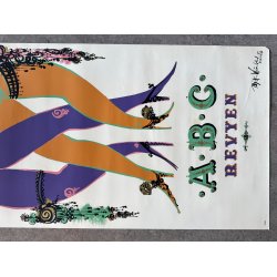 Original Vintage Plakat - A.B.C. Revyen, Bjrn Wiinblad 1956