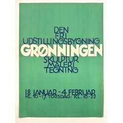 Original Vintage Plakat - Udstillingsplakat Fra Den Fri Udstillingsbygning Grnningen 