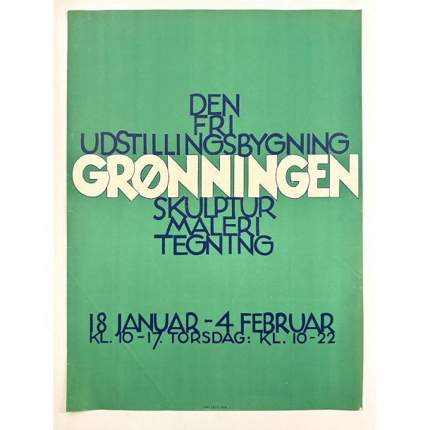 Original Vintage Plakat - Udstillingsplakat Fra Den Fri Udstillingsbygning Grnningen 