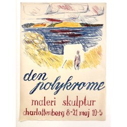 Original Vintage Plakat - Den Polykrome, Maleri Og Skulptur Udstilling Charlottenborg