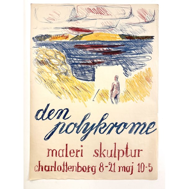 Original Vintage Plakat - Den Polykrome, Maleri Og Skulptur Udstilling Charlottenborg