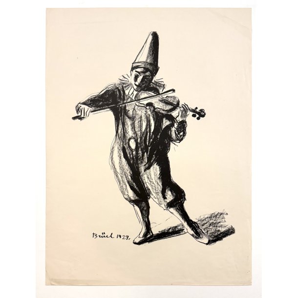 Original Vintage Plakat - Klovn Med Violin - Br�el 1929