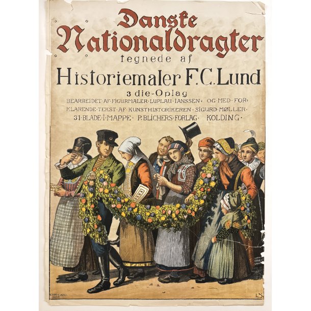 Original Vintage Plakater - Danske Nationaldragter (Ca 1915)