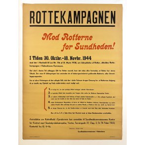 Original Vintage Plakat - Rottekampagnen - K�benhavn 1944