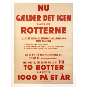 Original Vintage Plakat - Rottekampagne (Ca 1960'erne)