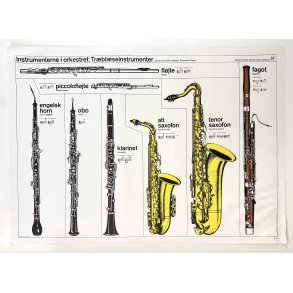 Original vintage plakat - Instrumenterne i orkestret: Tr�bl�seinstrumenter - 1965