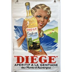 Original Plakat - Dige, Apritif  La Gentiane