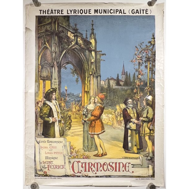 Original Fransk Teater Plakat - Carmosine