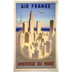 Original vintage plakat - Air France � Am�rique du Nord - Jean Even (Ca 1950)