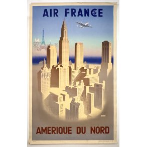 Original vintage plakat - Air France � Am�rique du Nord - Jean Even (Ca 1950)