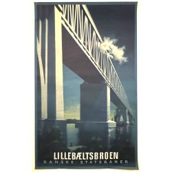 Original Vintage Plakat - Danske Statsbaner, Lillebltsbroen, Aage Rasmussen 1951