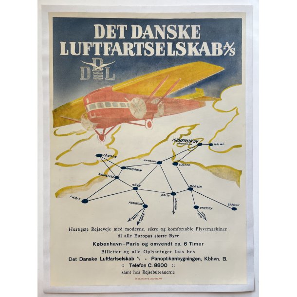 Original Plakat - Det Danske Luftfartselskab A/S