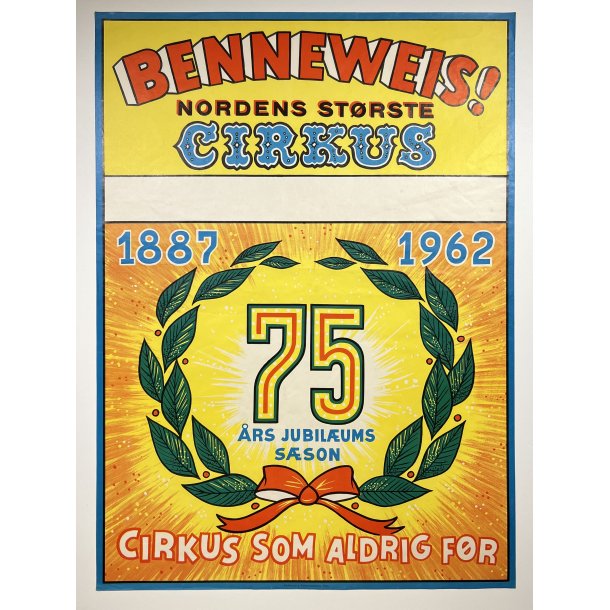 Original Plakat - Cirkus Benneweis 75 rs Jubilum