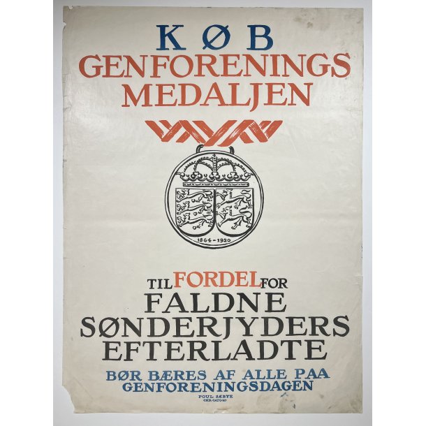 Original Plakat - Kb Genforenings Medaljen