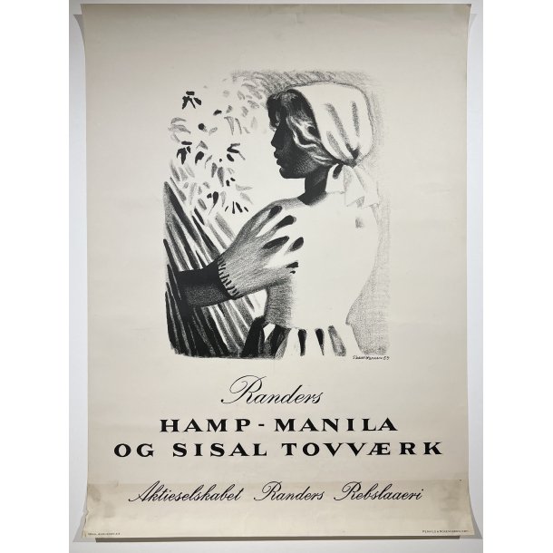 Original Plakat - Randers Hamp- Manila Og Sisal Tovvrk